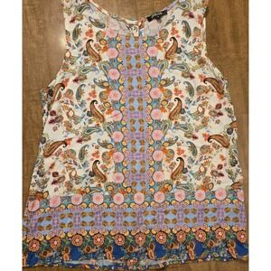 Soiree Paisley Pattern Sleeveless Blouse Shirt Women's Size M EUC